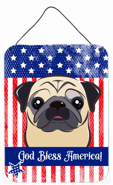 God Bless American Flag with Fawn Pug Wall or Door Hanging Prints BB2192DS1216 by Caroline's Treasures