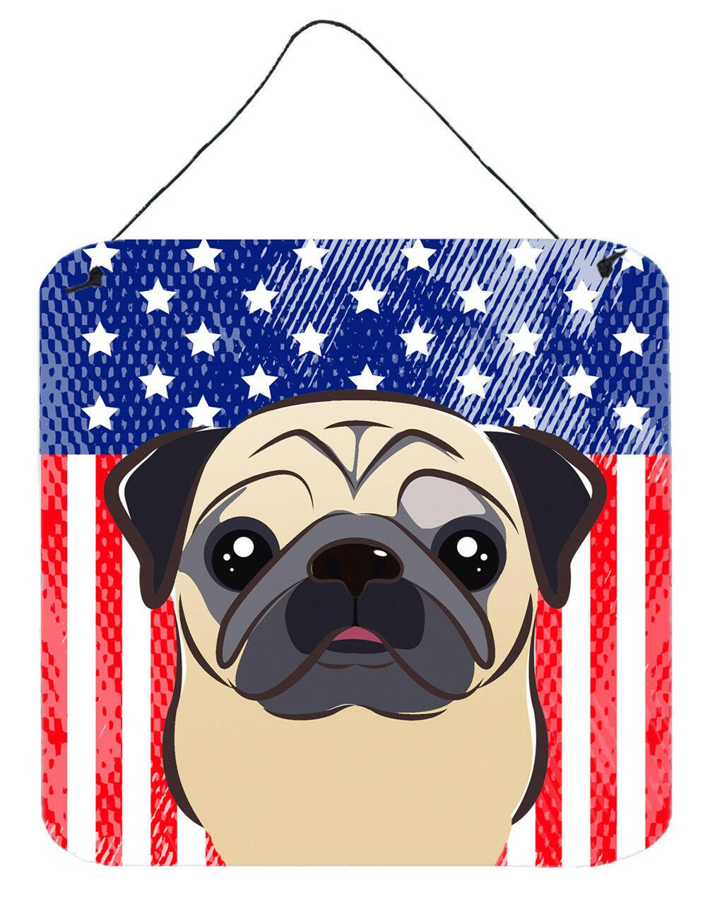 American Flag and Fawn Pug Wall or Door Hanging Prints BB2192DS66 by Caroline&#39;s Treasures