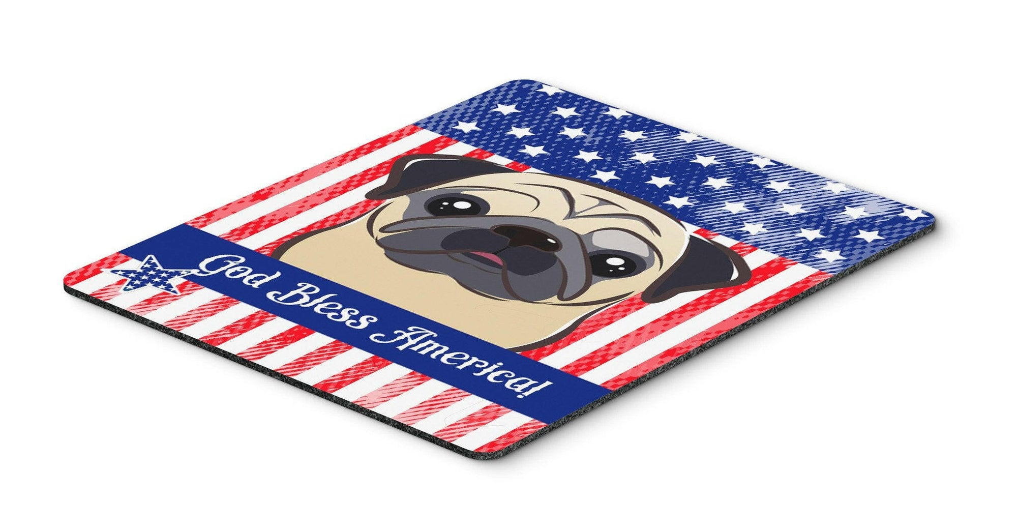 God Bless American Flag with Fawn Pug Mouse Pad, Hot Pad or Trivet BB2192MP by Caroline's Treasures