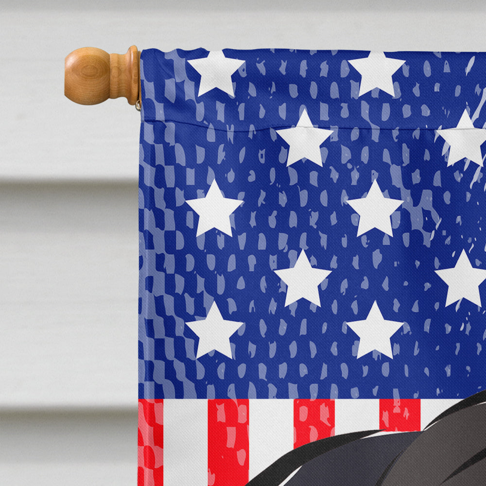 God Bless American Flag with Black Pug Flag Canvas House Size BB2193CHF