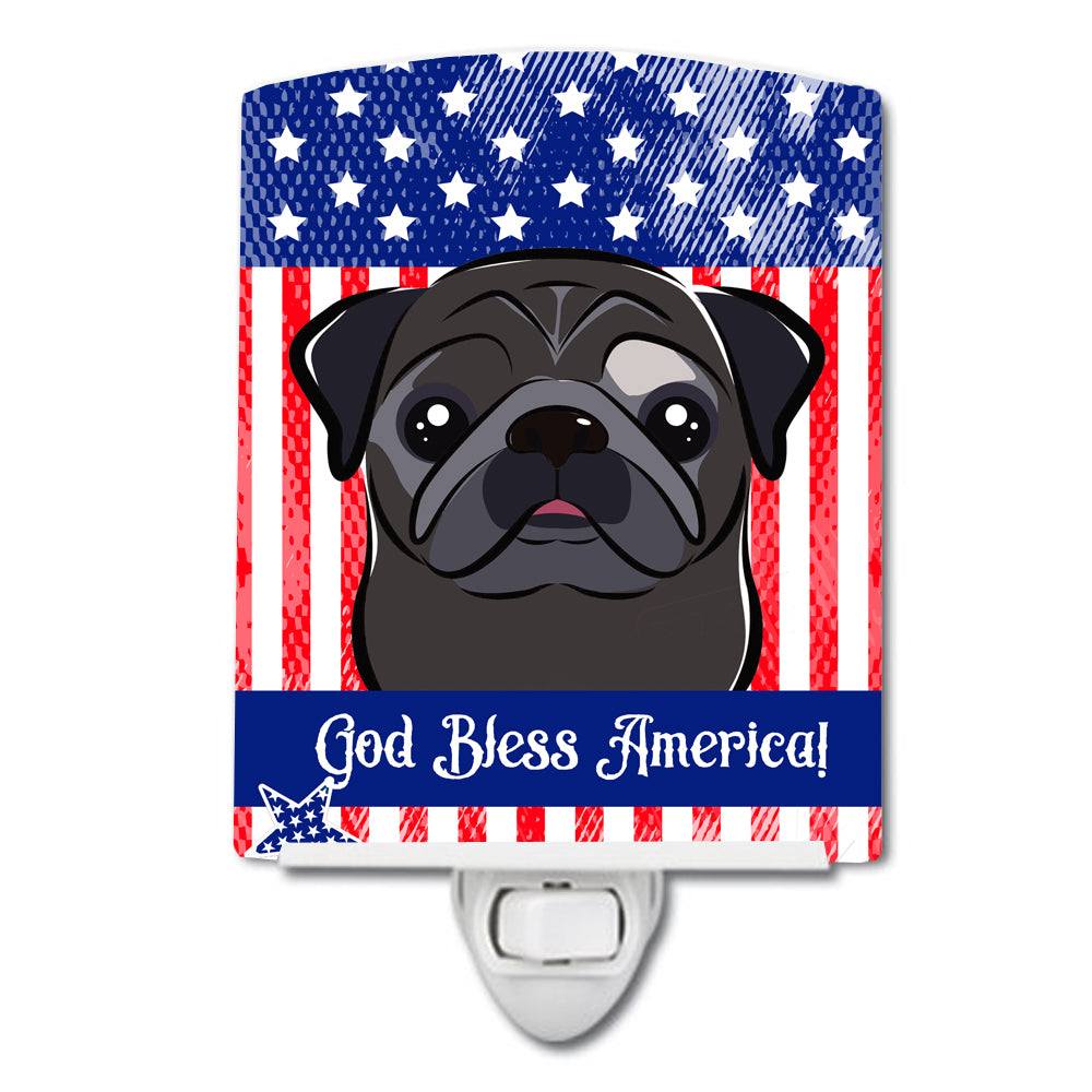 American Flag and Black Pug Ceramic Night Light BB2193CNL - the-store.com