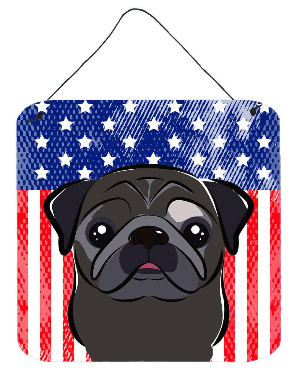 American Flag and Black Pug Wall or Door Hanging Prints BB2193DS66 by Caroline's Treasures