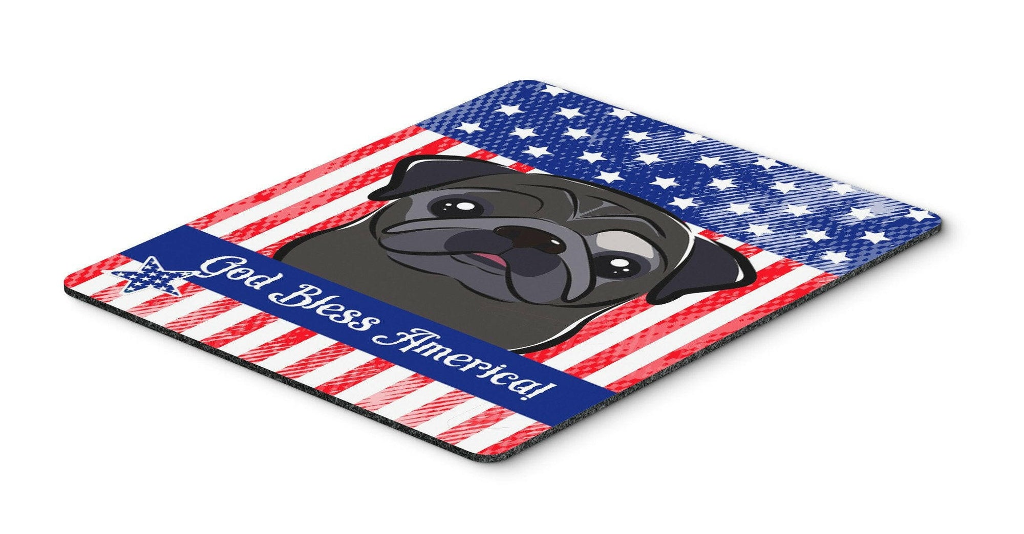 God Bless American Flag with Black Pug Mouse Pad, Hot Pad or Trivet BB2193MP by Caroline's Treasures