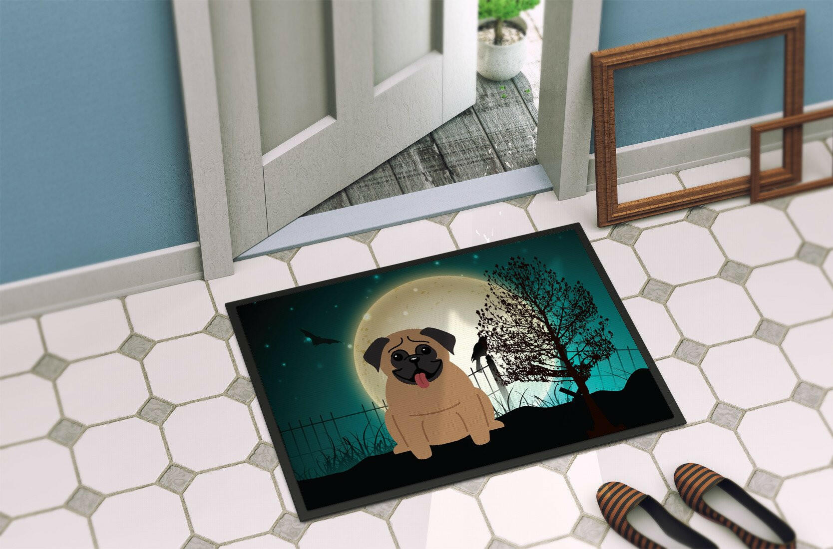Halloween Scary Pug Brown Indoor or Outdoor Mat 24x36 BB2195JMAT - the-store.com