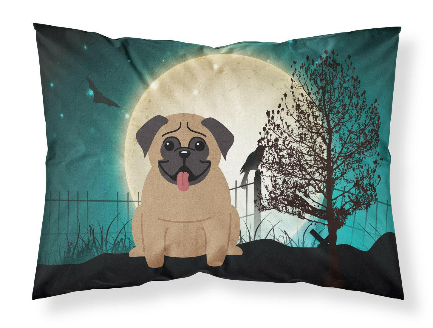 Halloween Scary Pug Brown Fabric Standard Pillowcase BB2195PILLOWCASE by Caroline's Treasures