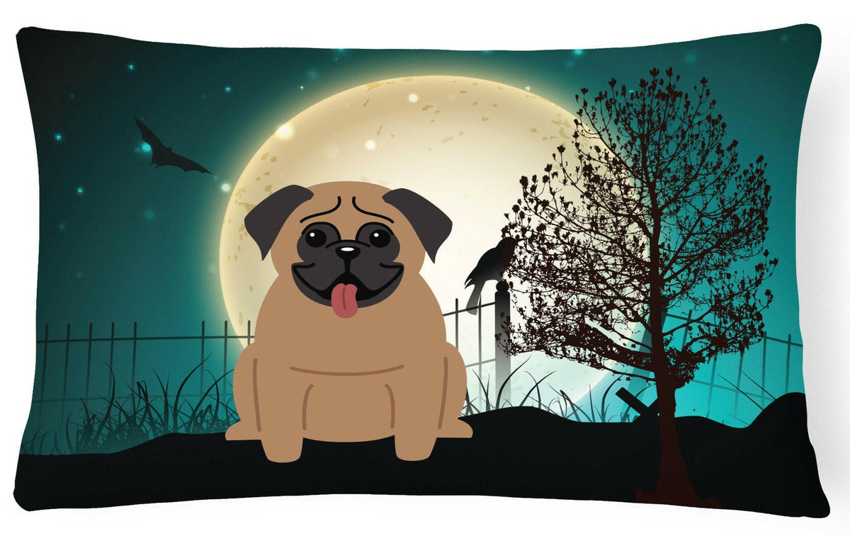 Halloween Scary Pug Brown Canvas Fabric Decorative Pillow BB2195PW1216 by Caroline&#39;s Treasures
