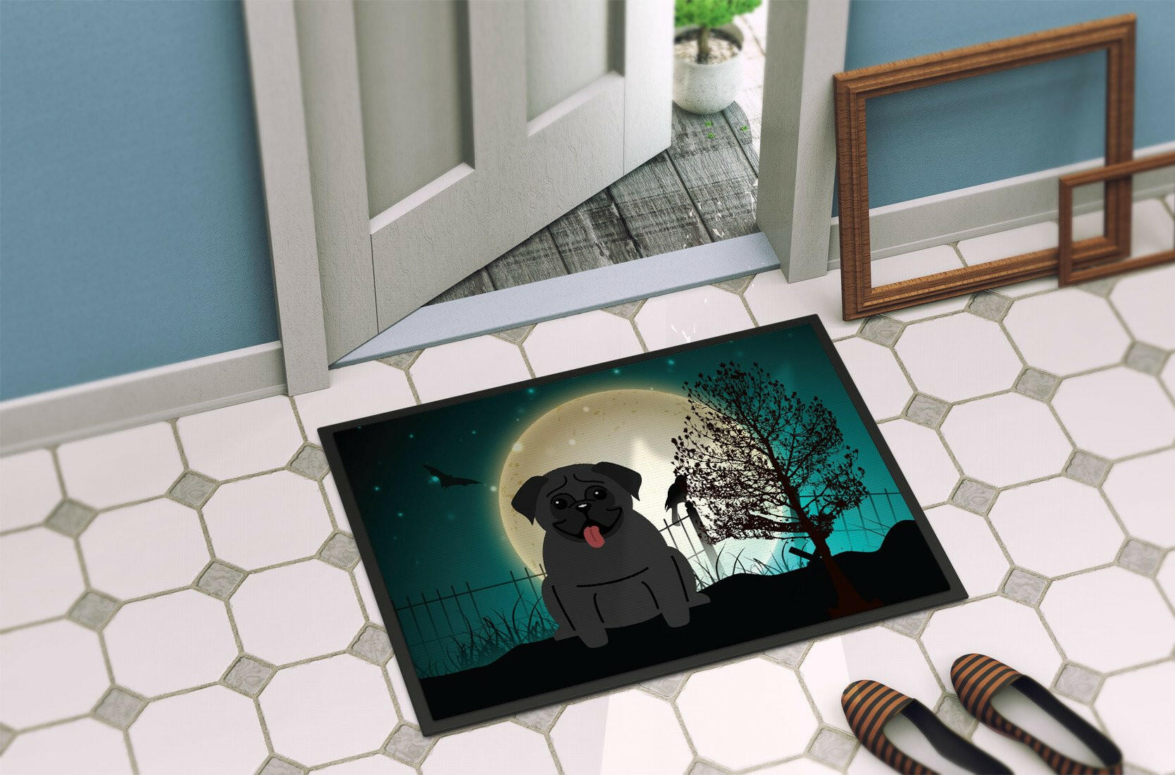 Halloween Scary Pug Black Indoor or Outdoor Mat 24x36 BB2196JMAT - the-store.com