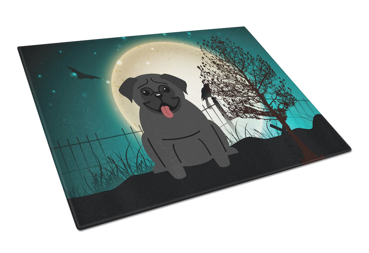 Halloween Scary Pug Black Glass Cutting Board Large BB2196LCB by Caroline&#39;s Treasures