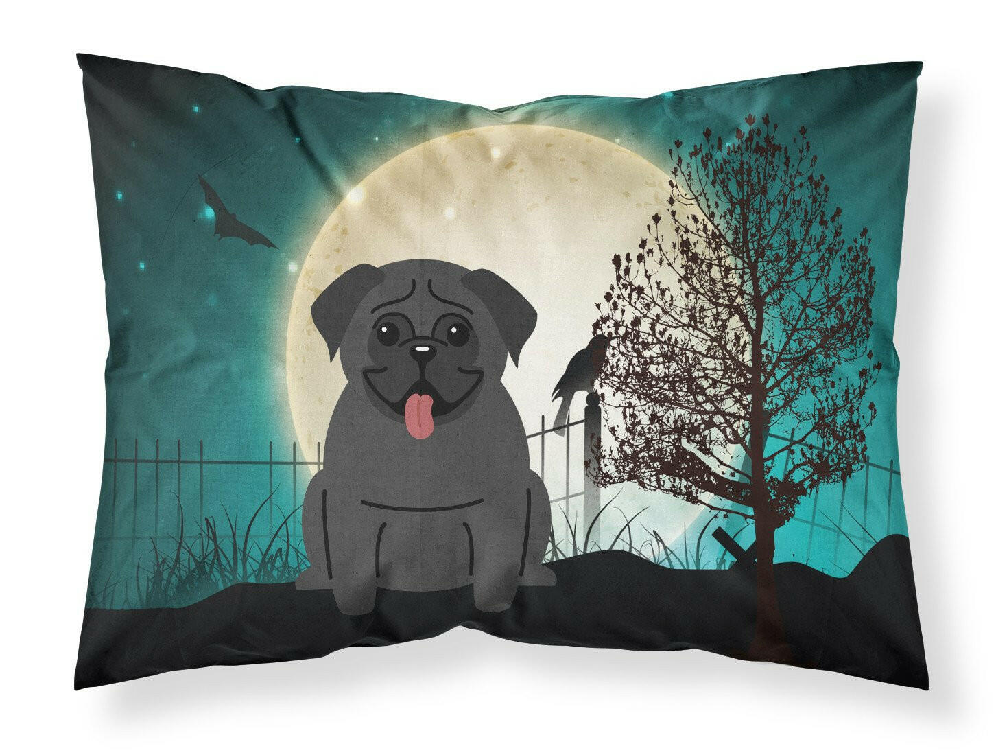 Halloween Scary Pug Black Fabric Standard Pillowcase BB2196PILLOWCASE by Caroline's Treasures