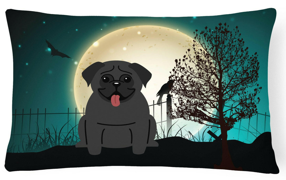 Halloween Scary Pug Black Canvas Fabric Decorative Pillow BB2196PW1216 by Caroline&#39;s Treasures