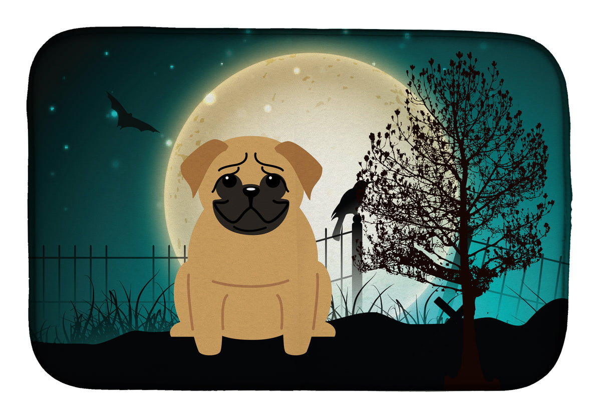 Halloween Scary Pug Brown Dish Drying Mat BB2197DDM  the-store.com.