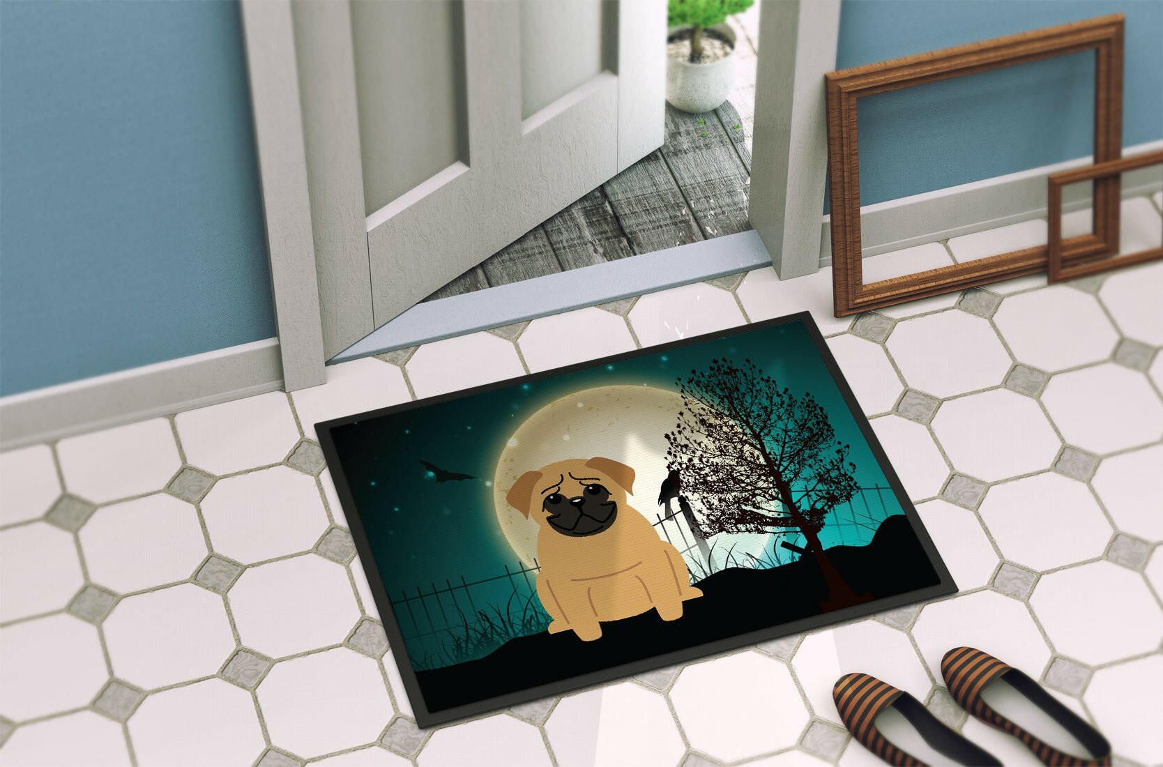 Halloween Scary Pug Brown Indoor or Outdoor Mat 24x36 BB2197JMAT - the-store.com