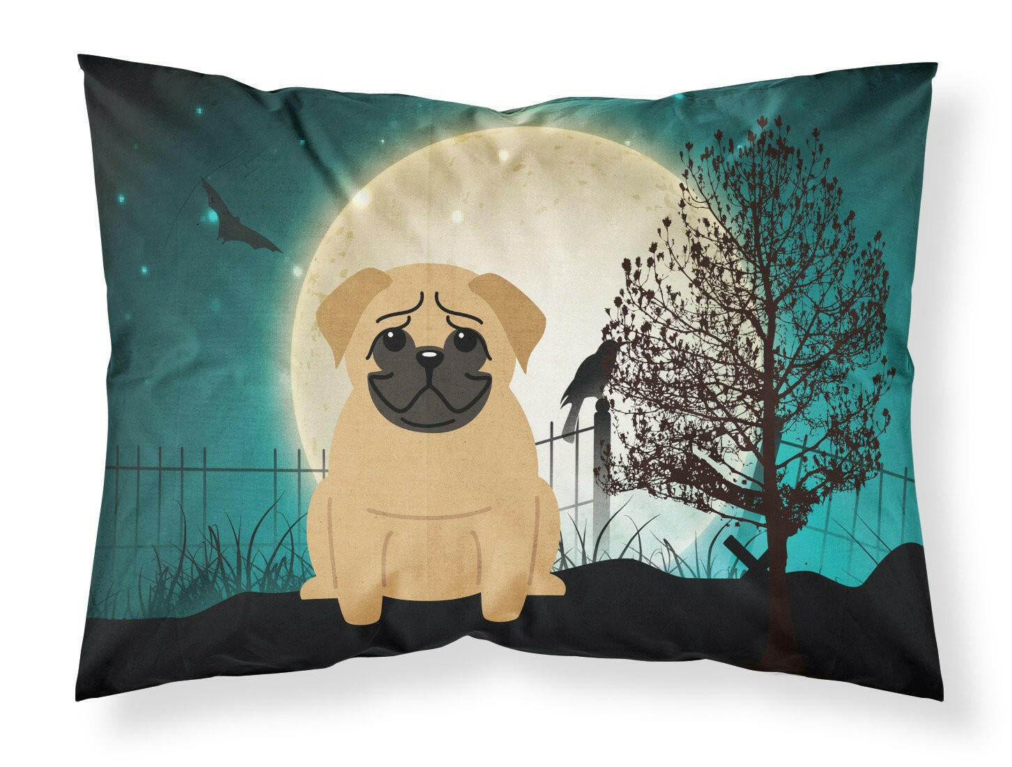Halloween Scary Pug Brown Fabric Standard Pillowcase BB2197PILLOWCASE by Caroline's Treasures
