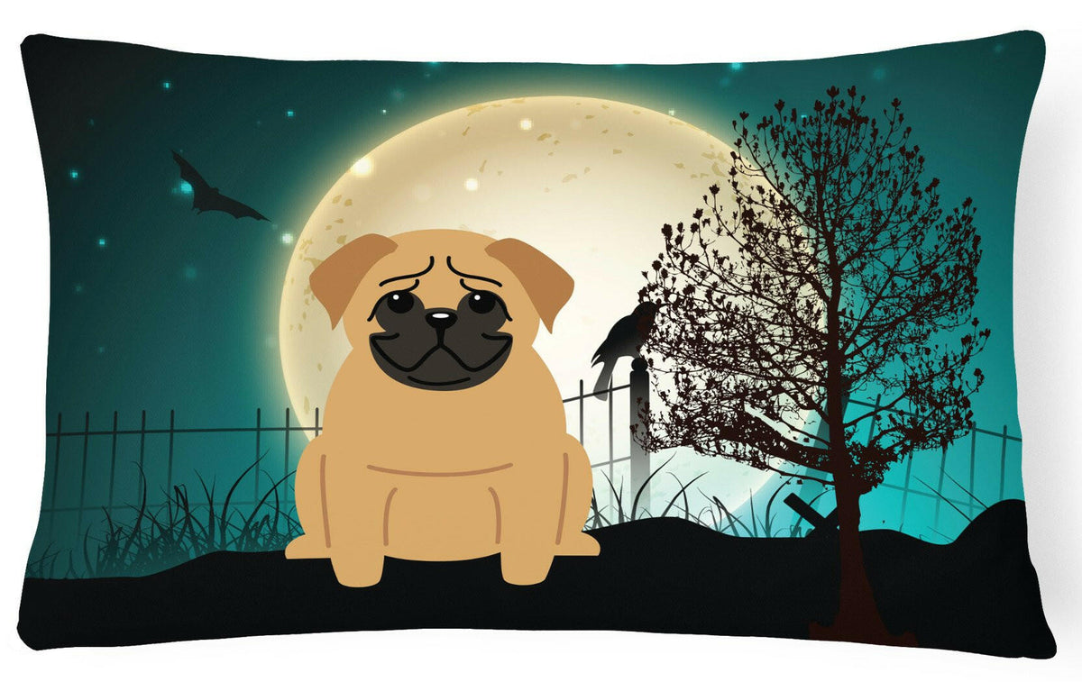 Halloween Scary Pug Brown Canvas Fabric Decorative Pillow BB2197PW1216 by Caroline&#39;s Treasures