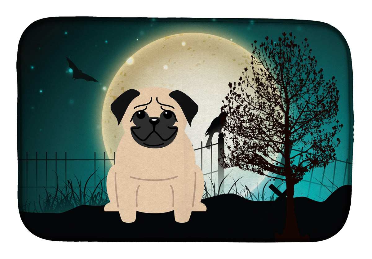 Halloween Scary Pug Fawn Dish Drying Mat BB2198DDM  the-store.com.