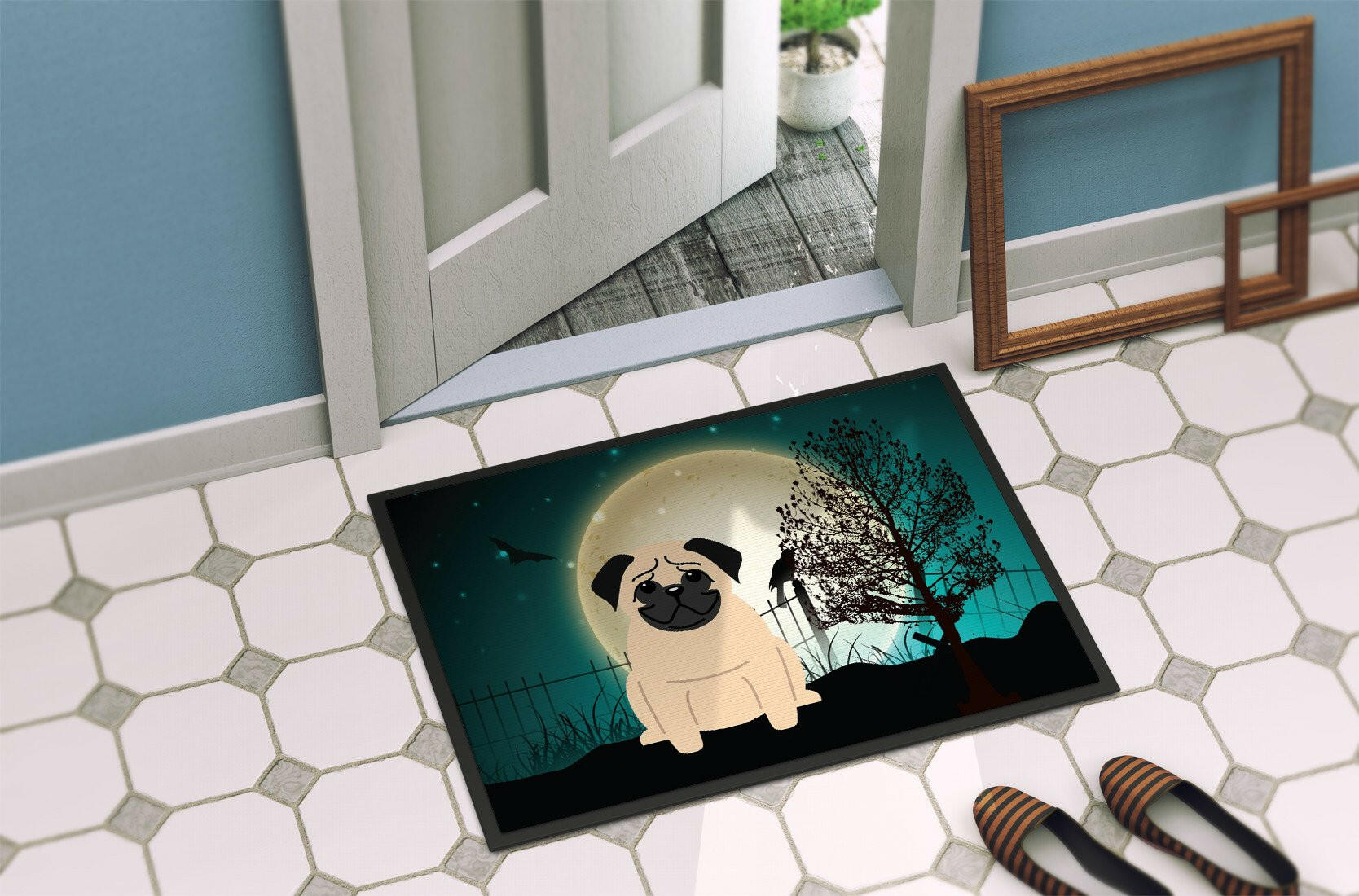 Halloween Scary Pug Fawn Indoor or Outdoor Mat 24x36 BB2198JMAT - the-store.com