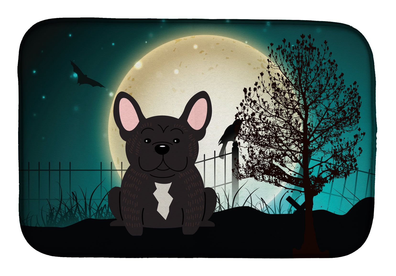 Halloween Scary French Bulldog Brindle Dish Drying Mat BB2199DDM  the-store.com.