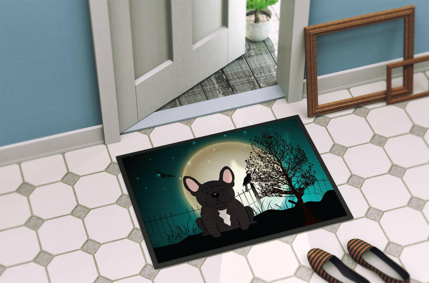 Halloween Scary French Bulldog Brindle Indoor or Outdoor Mat 24x36 BB2199JMAT - the-store.com