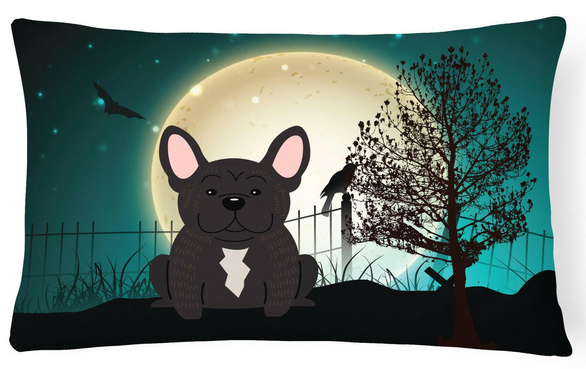 Halloween Scary French Bulldog Brindle Canvas Fabric Decorative Pillow BB2199PW1216 by Caroline&#39;s Treasures