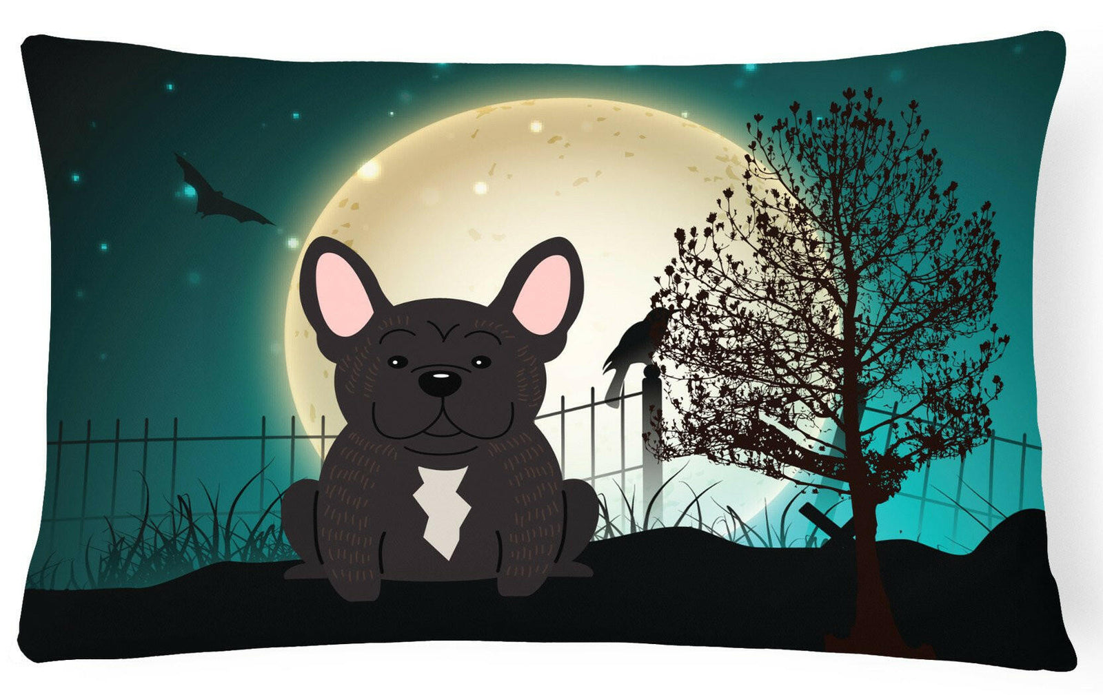 Halloween Scary French Bulldog Brindle Canvas Fabric Decorative Pillow BB2199PW1216 by Caroline's Treasures