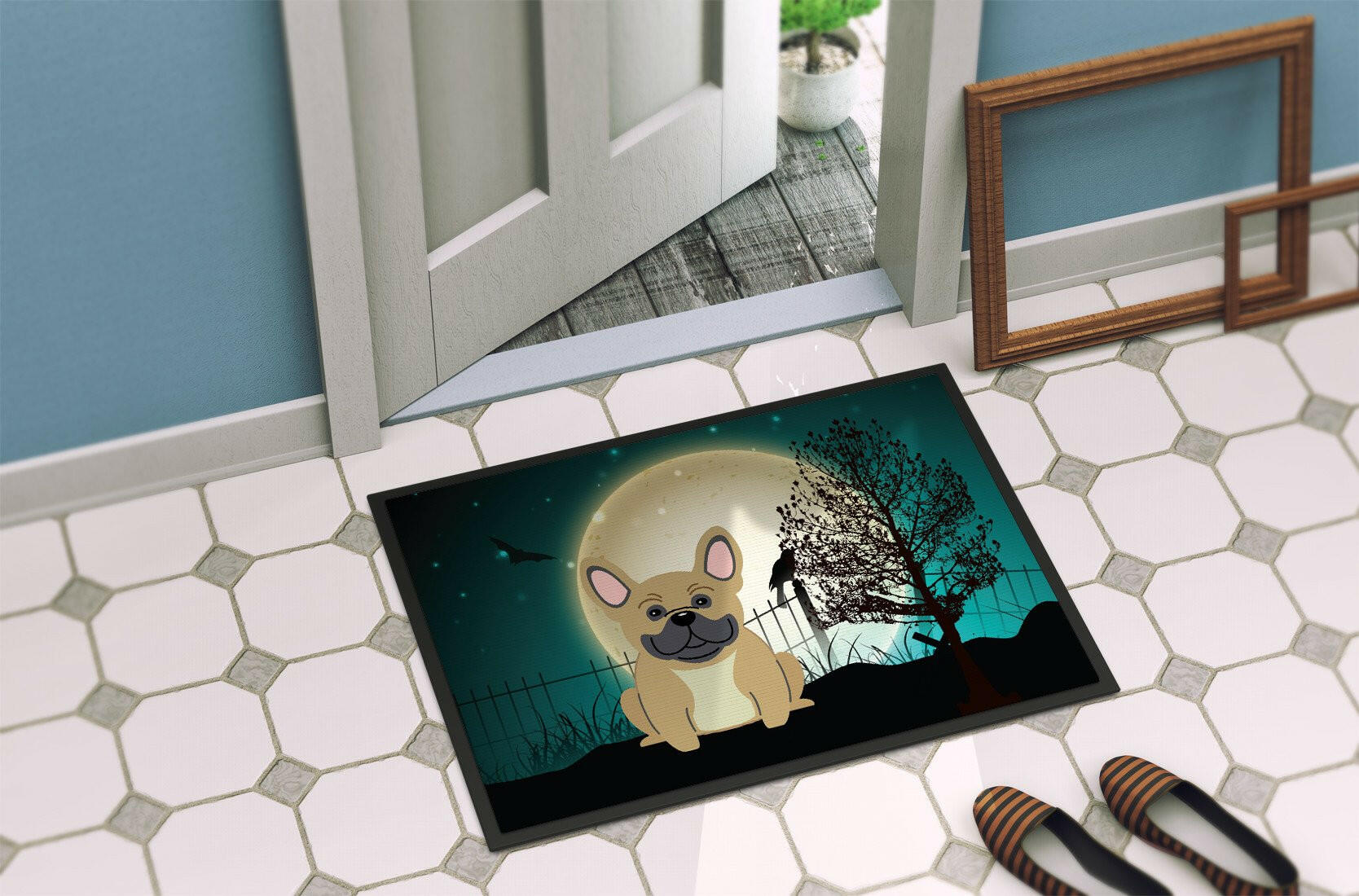Halloween Scary French Bulldog Cream Indoor or Outdoor Mat 24x36 BB2200JMAT - the-store.com