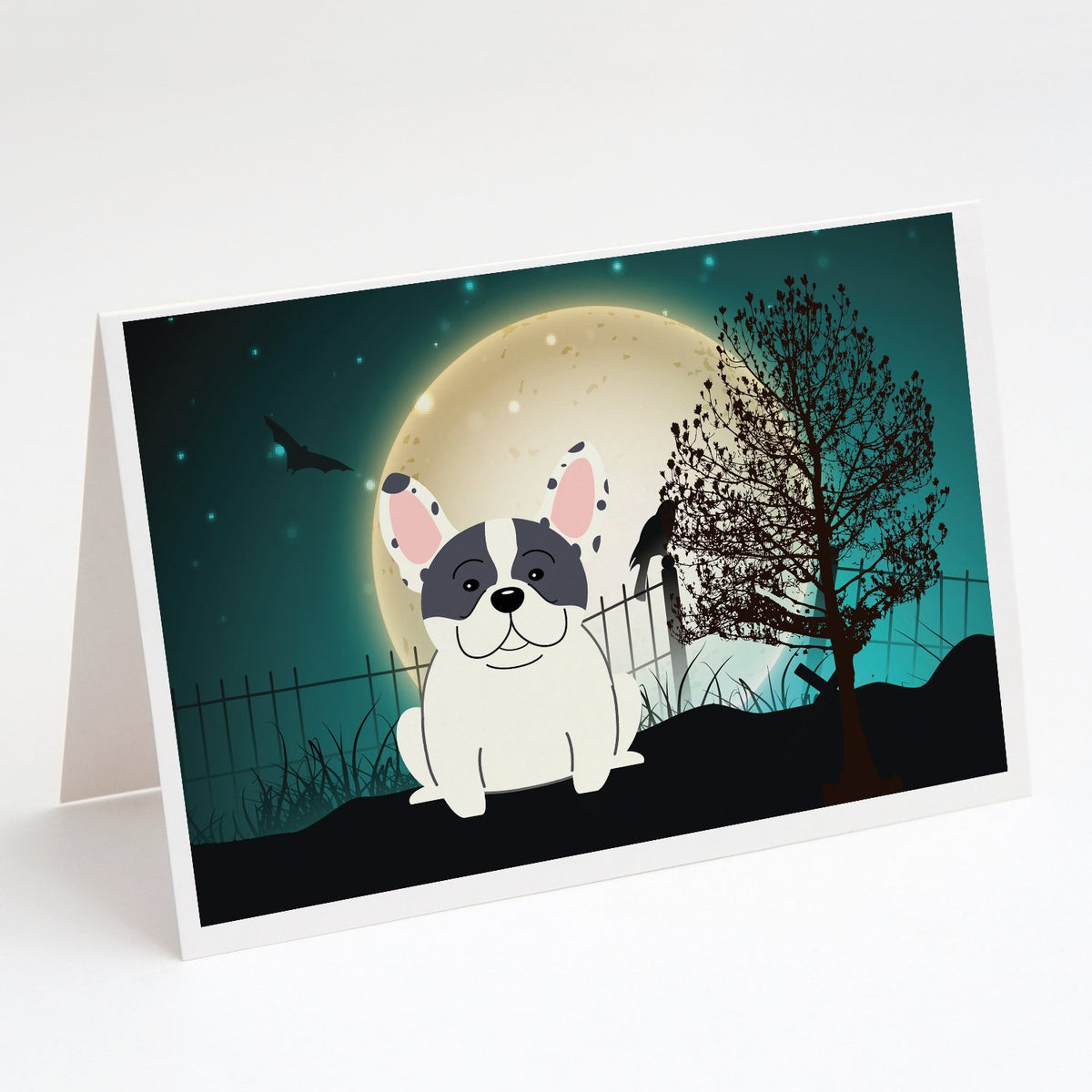 Buy this Halloween Scary French Bulldog Piebald Greeting Cards and Envelopes Pack of 8