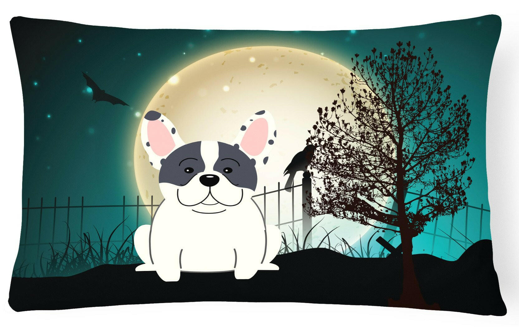 Halloween Scary French Bulldog Piebald Canvas Fabric Decorative Pillow BB2201PW1216 by Caroline's Treasures