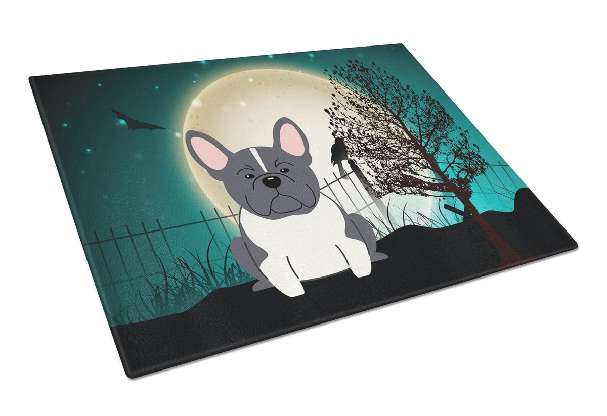 Halloween Scary French Bulldog Black White Glass Cutting Board Large BB2202LCB by Caroline&#39;s Treasures