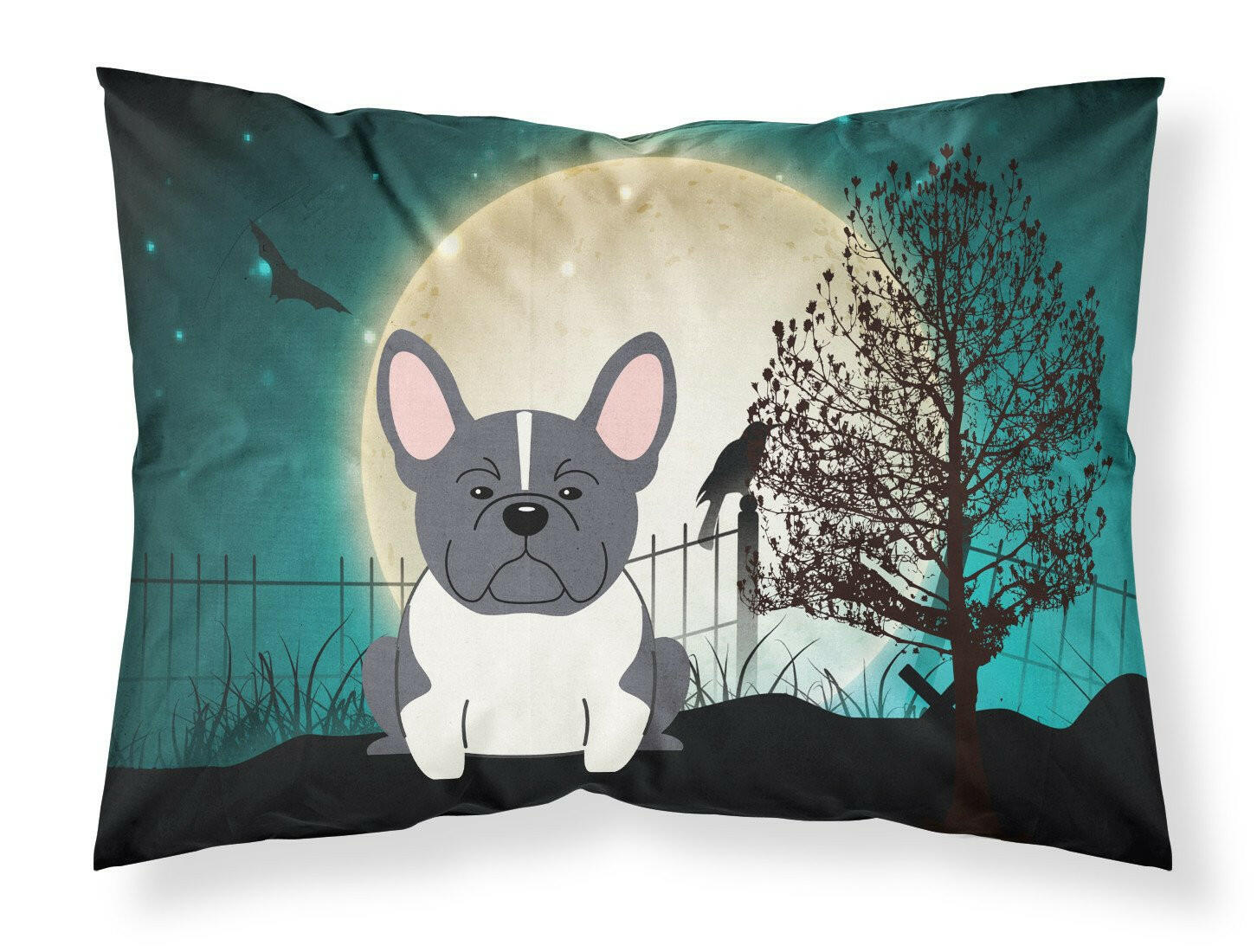 Halloween Scary French Bulldog Black White Fabric Standard Pillowcase BB2202PILLOWCASE by Caroline's Treasures