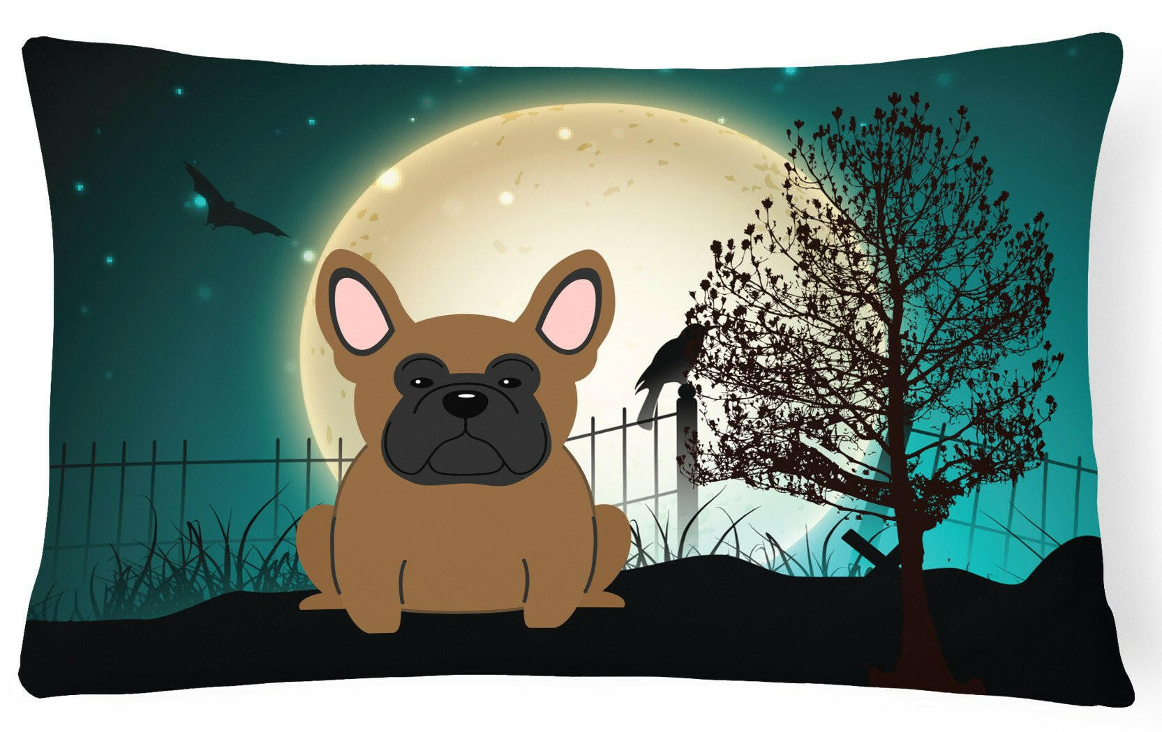 Halloween Scary French Bulldog Brown Canvas Fabric Decorative Pillow BB2203PW1216 by Caroline's Treasures