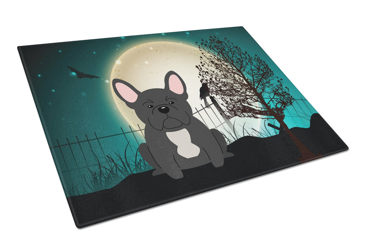 Halloween Scary French Bulldog Black Glass Cutting Board Large BB2204LCB by Caroline&#39;s Treasures