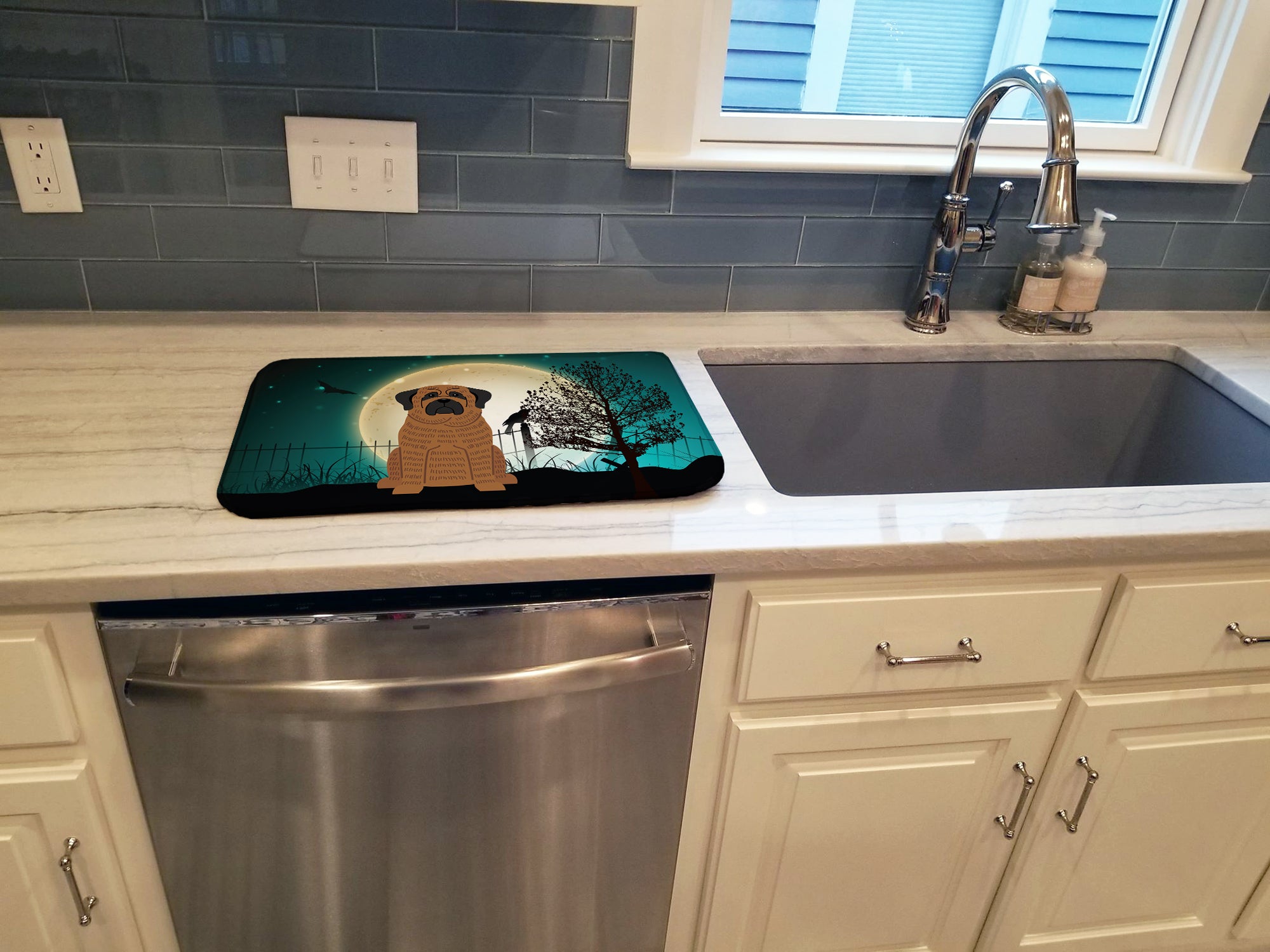 Halloween Scary Mastiff Brindle Dish Drying Mat BB2205DDM