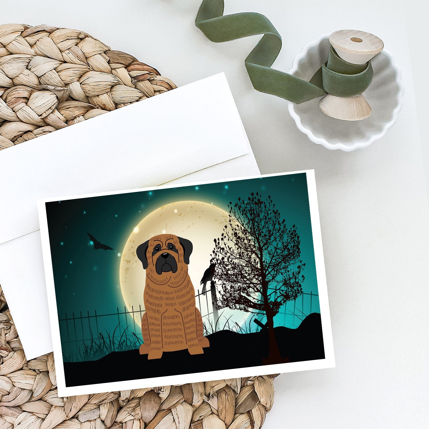 Halloween Scary Mastiff Brindle Greeting Cards and Envelopes Pack of 8 - the-store.com