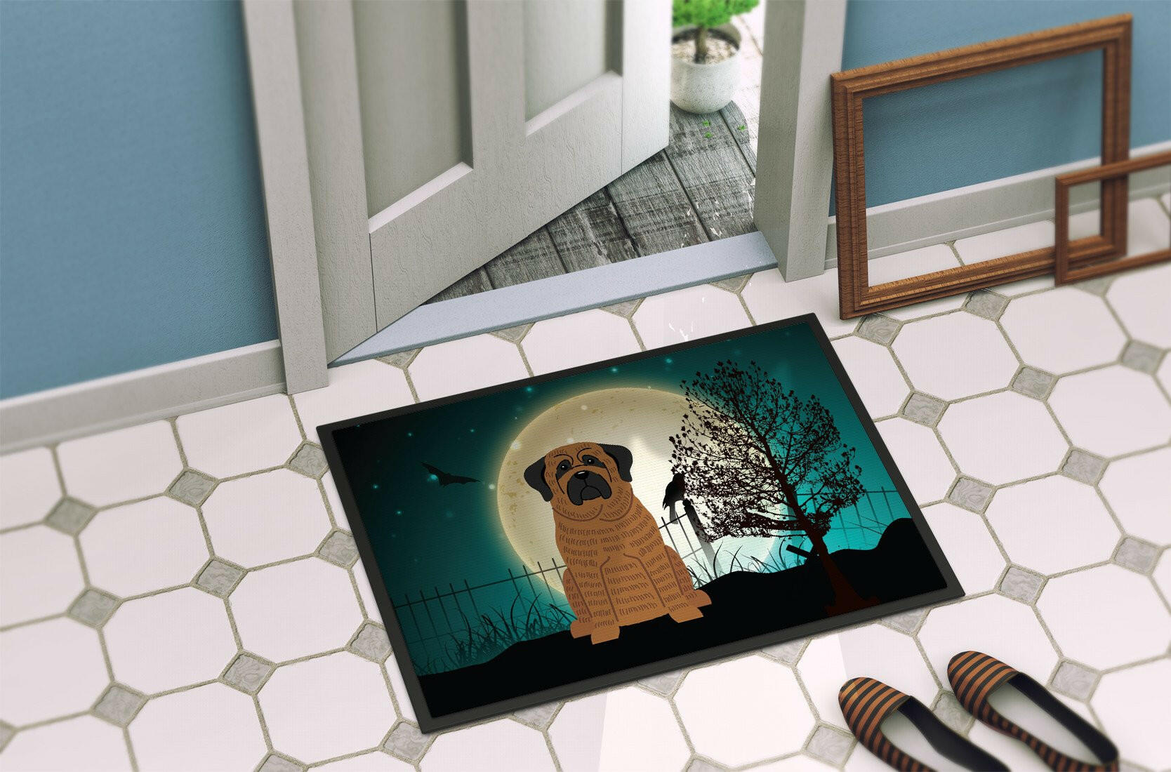 Halloween Scary Mastiff Brindle Indoor or Outdoor Mat 24x36 BB2205JMAT - the-store.com