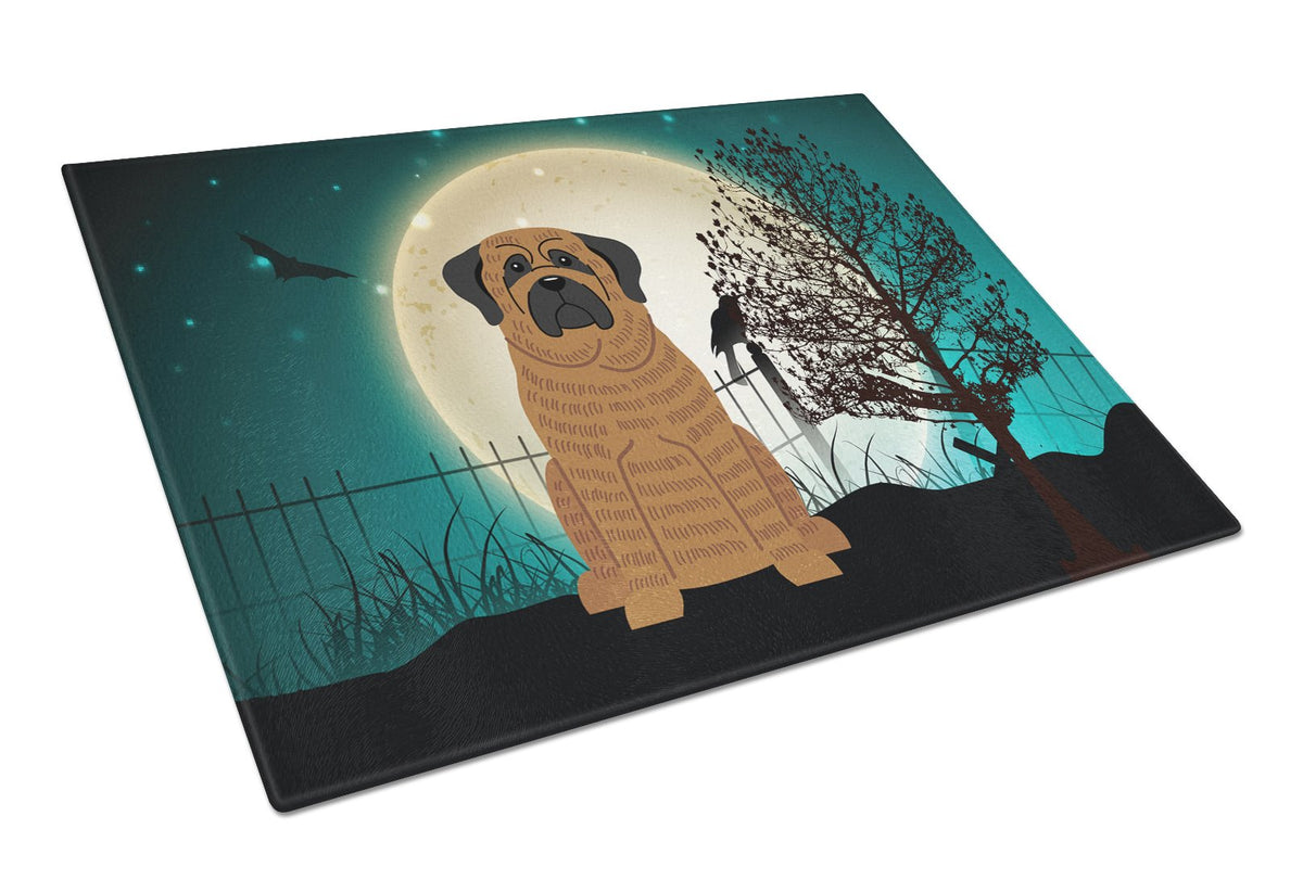 Halloween Scary Mastiff Brindle Glass Cutting Board Large BB2205LCB by Caroline&#39;s Treasures