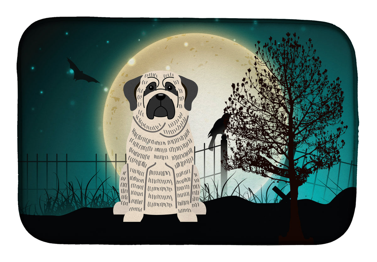 Halloween Scary Mastiff Brindle White Dish Drying Mat BB2206DDM  the-store.com.