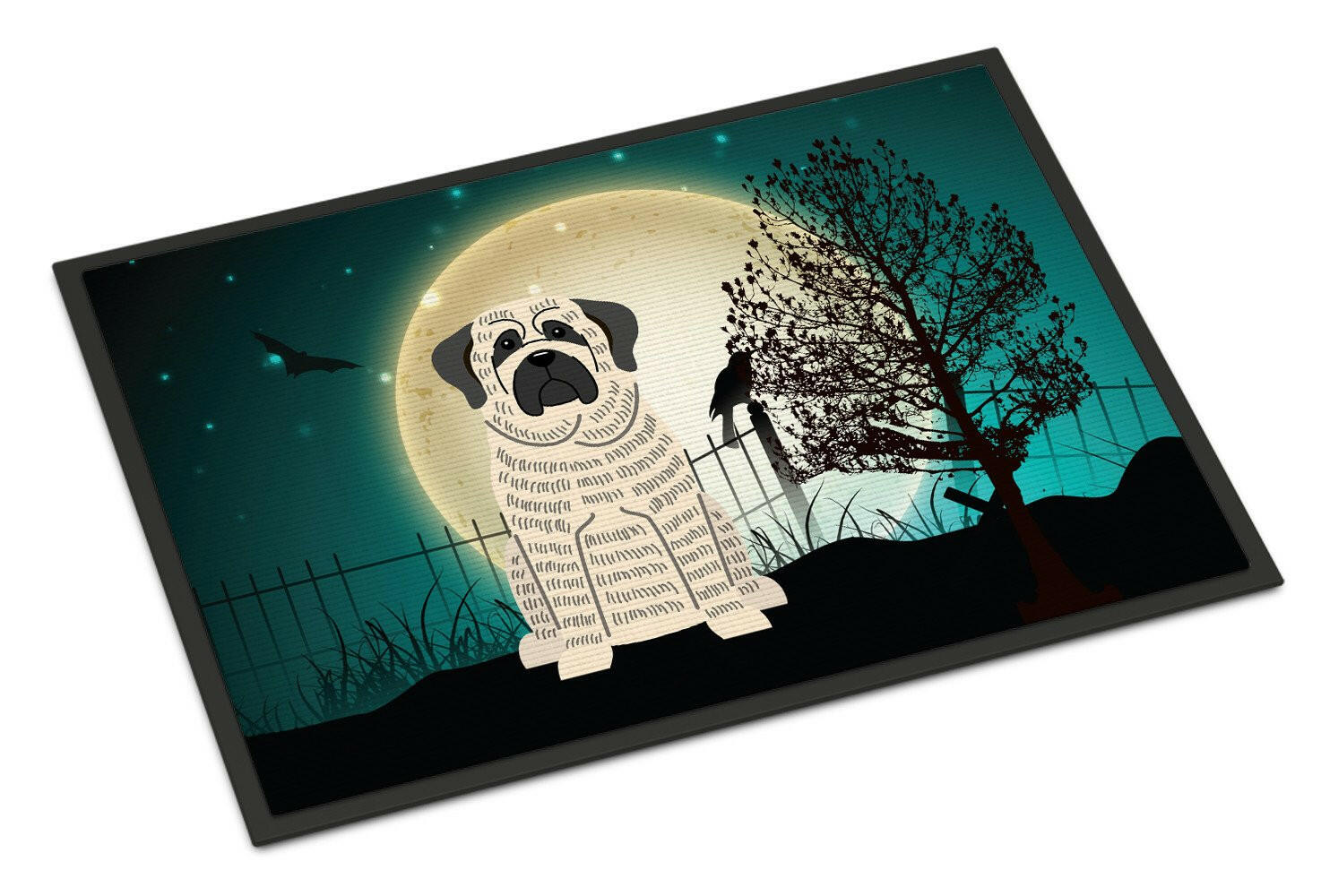 Halloween Scary Mastiff Brindle White Indoor or Outdoor Mat 24x36 BB2206JMAT - the-store.com