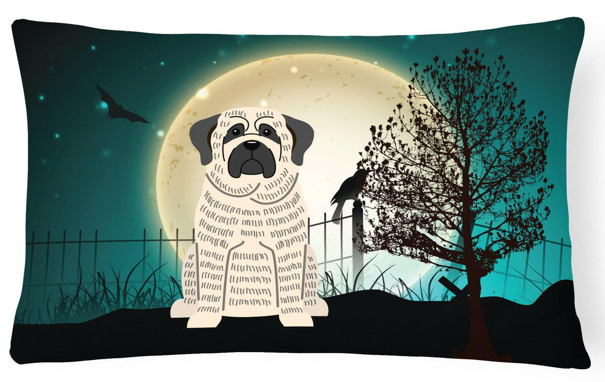 Halloween Scary Mastiff Brindle White Canvas Fabric Decorative Pillow BB2206PW1216 by Caroline&#39;s Treasures