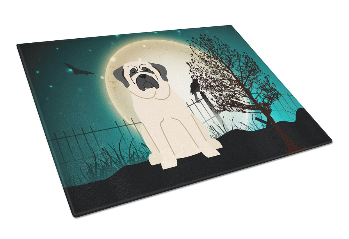 Halloween Scary Mastiff White Glass Cutting Board Large BB2207LCB by Caroline&#39;s Treasures