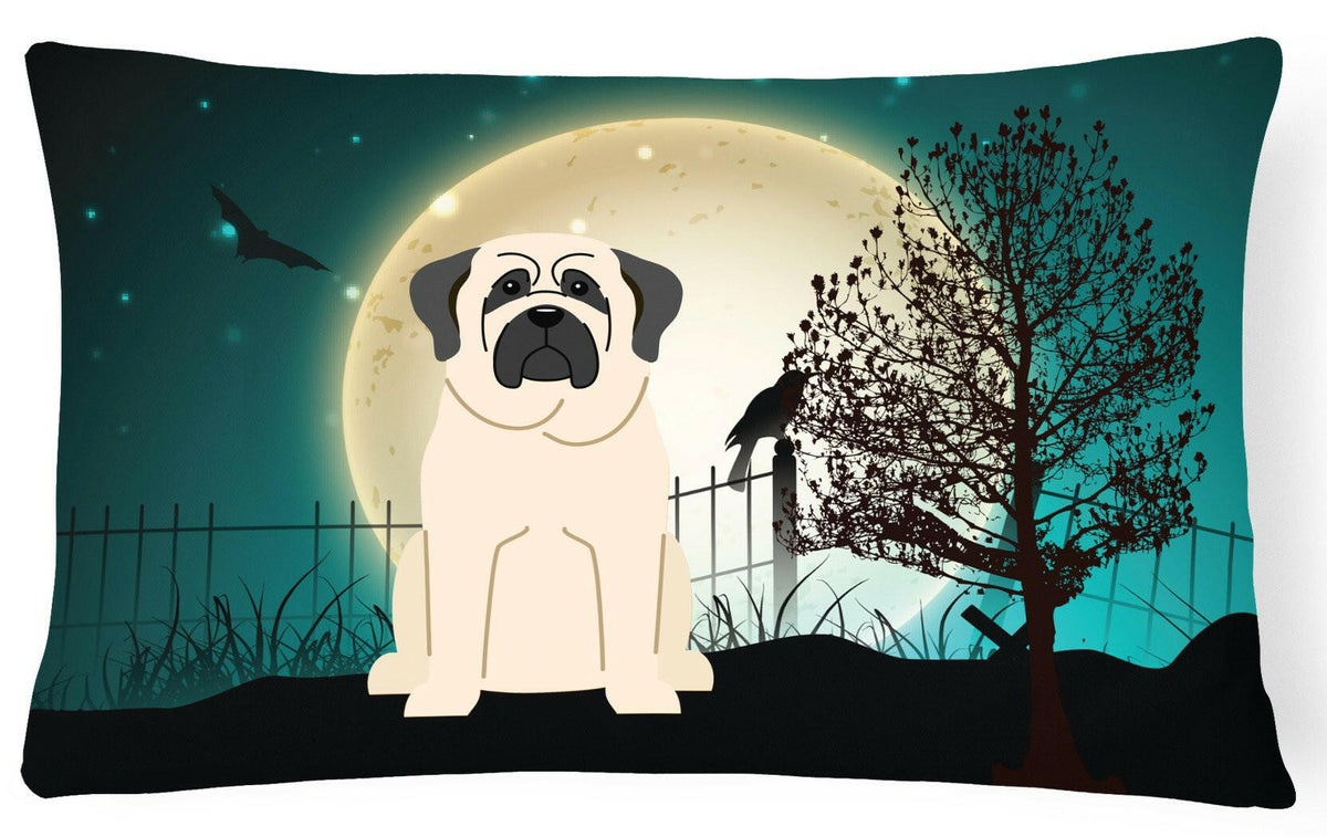 Halloween Scary Mastiff White Canvas Fabric Decorative Pillow BB2207PW1216 by Caroline&#39;s Treasures