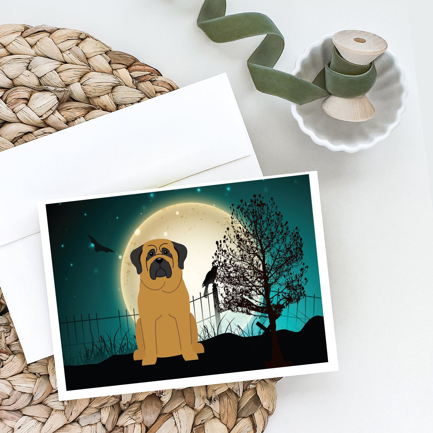 Halloween Scary Mastiff Greeting Cards and Envelopes Pack of 8 - the-store.com