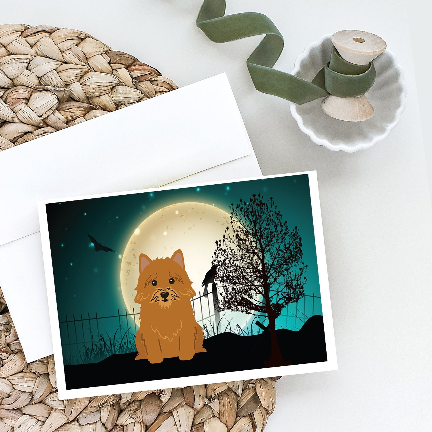 Halloween Scary Norwich Terrier Greeting Cards and Envelopes Pack of 8 - the-store.com
