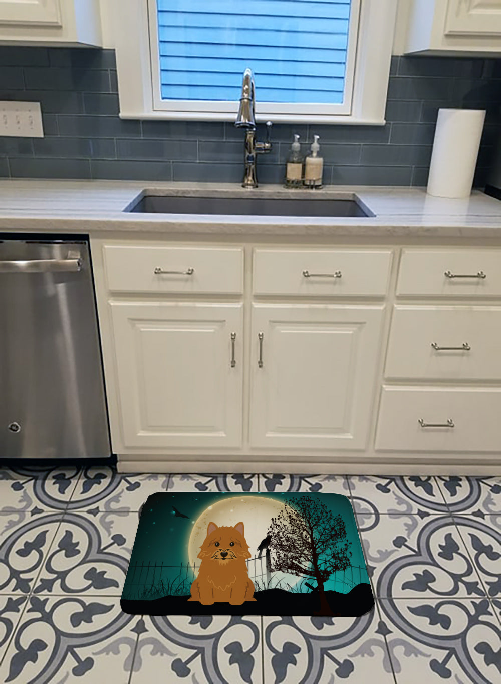 Halloween Scary Norwich Terrier Machine Washable Memory Foam Mat BB2210RUG - the-store.com