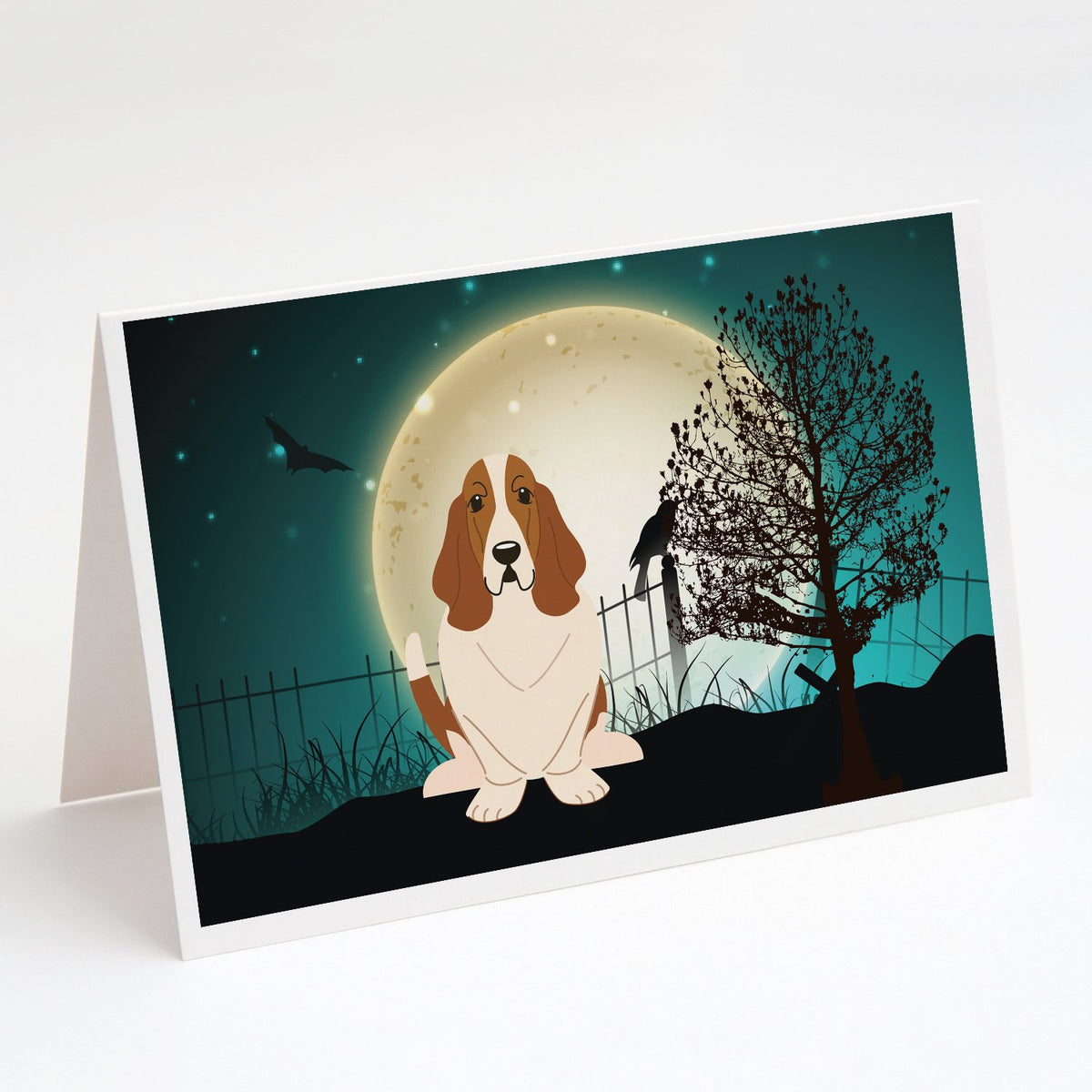 Buy this Halloween Scary Basset Hound Greeting Cards and Envelopes Pack of 8