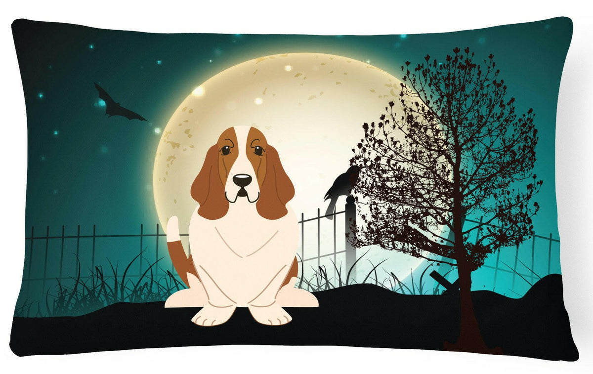 Halloween Scary Basset Hound Canvas Fabric Decorative Pillow BB2211PW1216 by Caroline&#39;s Treasures