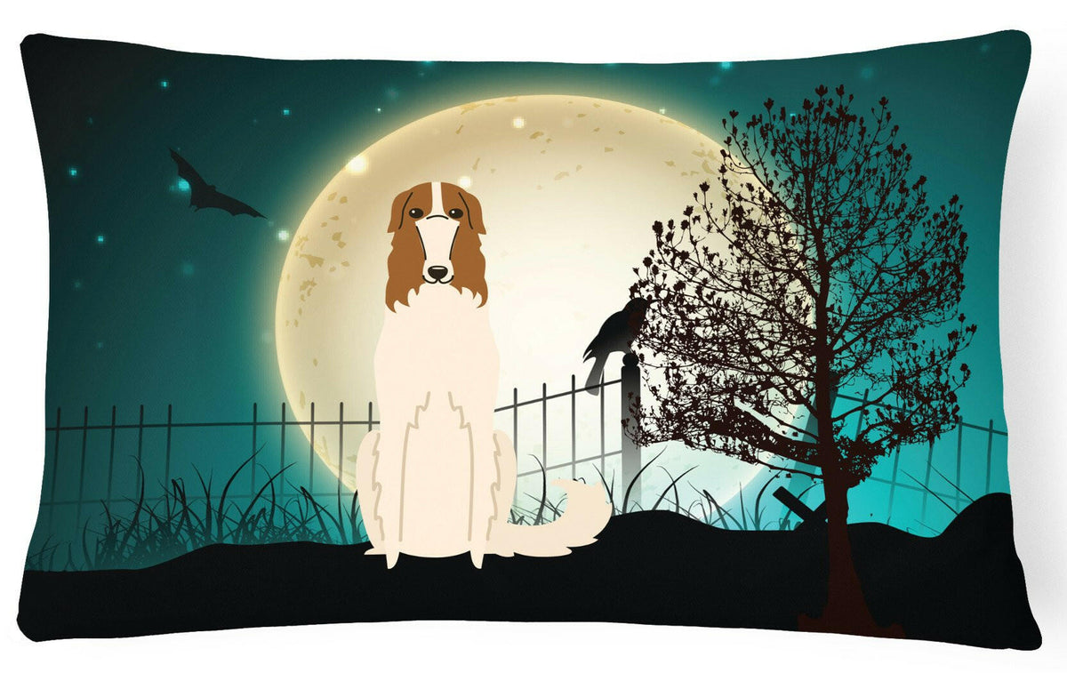 Halloween Scary Borzoi Canvas Fabric Decorative Pillow BB2213PW1216 by Caroline&#39;s Treasures