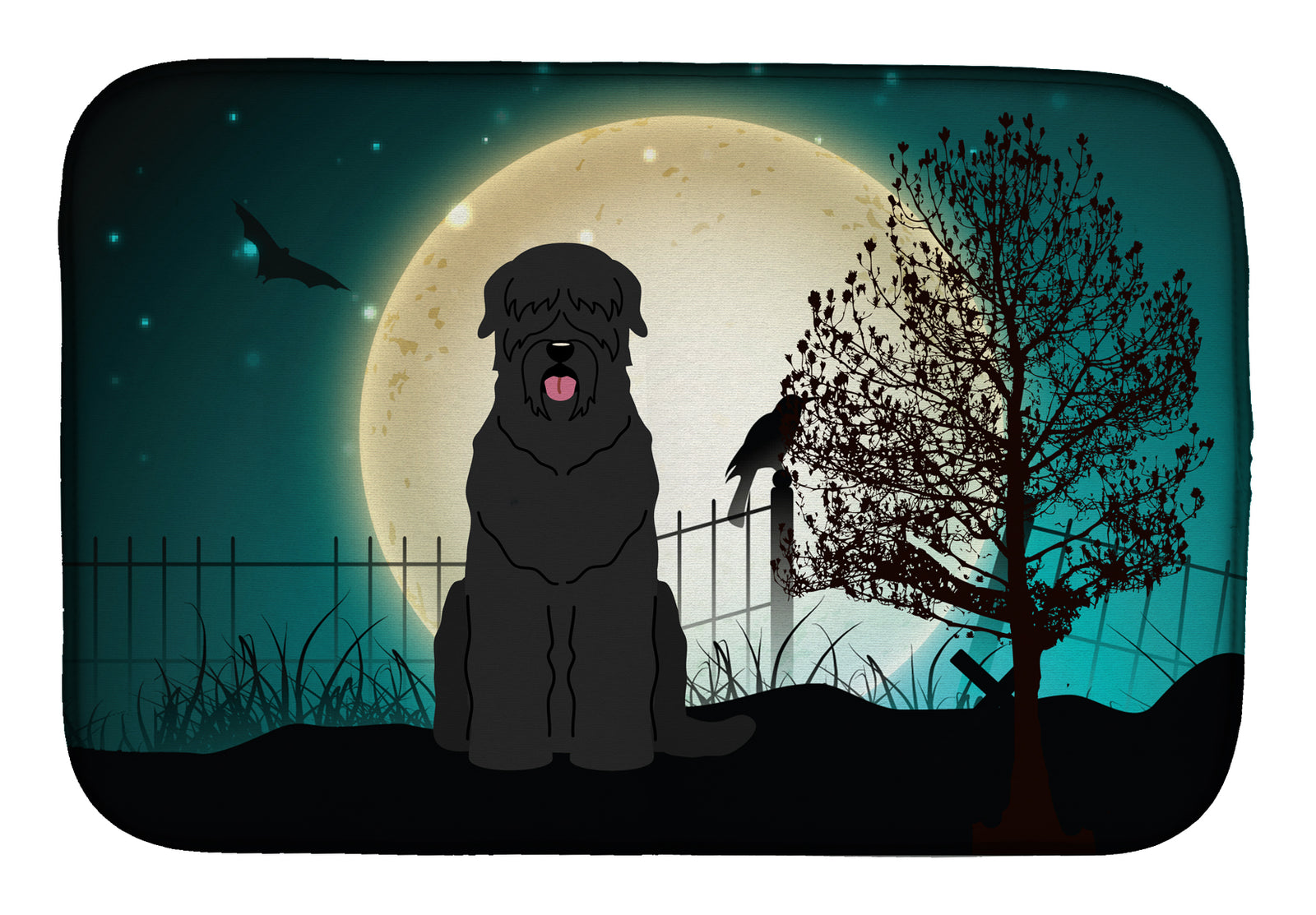 Halloween Scary Black Russian Terrier Dish Drying Mat BB2216DDM  the-store.com.