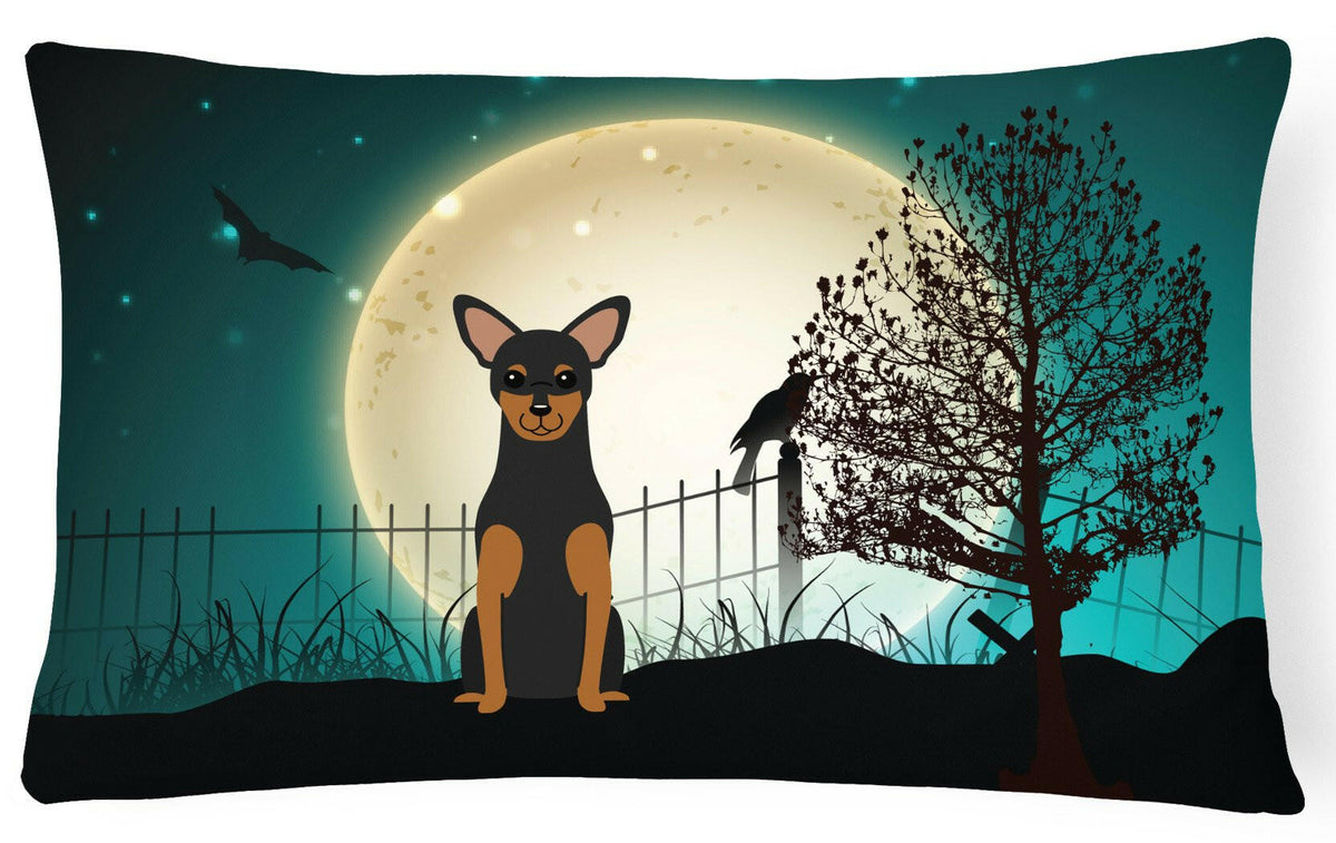 Halloween Scary Manchester Terrier Canvas Fabric Decorative Pillow BB2218PW1216 by Caroline&#39;s Treasures