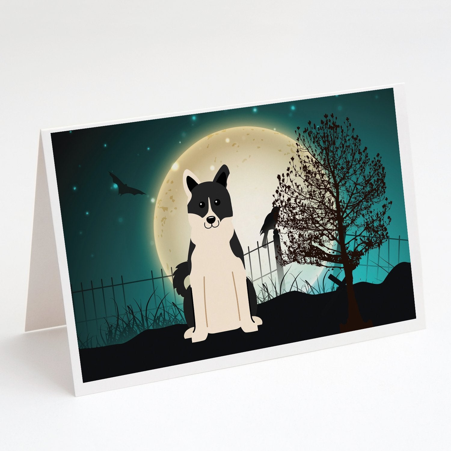Buy this Halloween Scary Russo-European Laika Spitz Greeting Cards and Envelopes Pack of 8