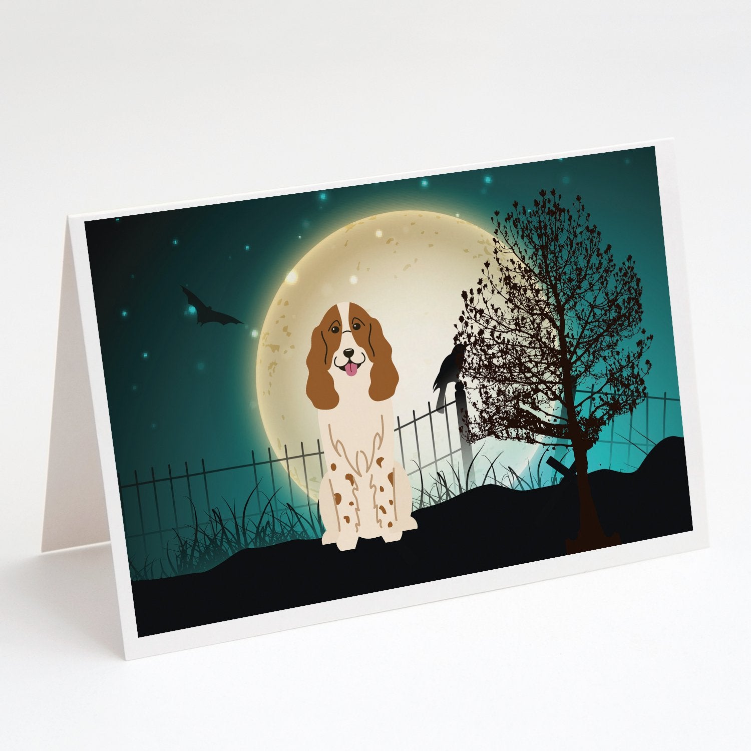 Buy this Halloween Scary Russian Spaniel Greeting Cards and Envelopes Pack of 8